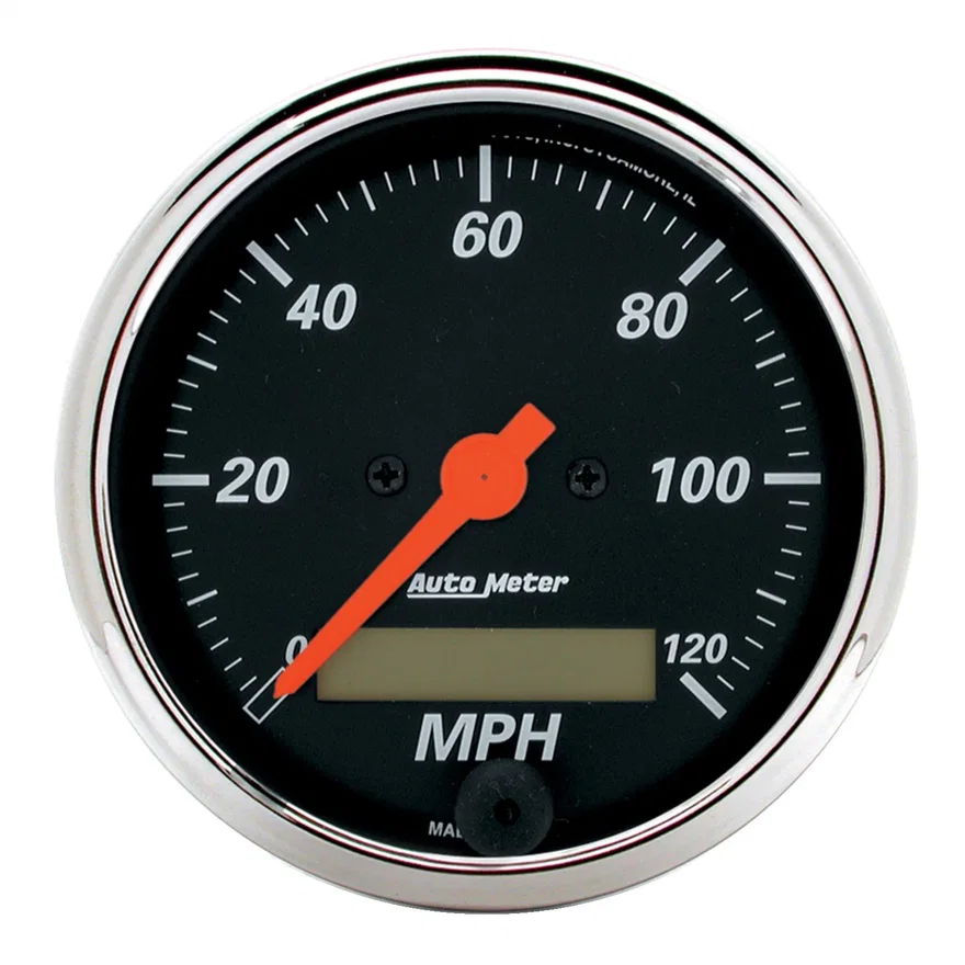 GAUGE; SPEEDO.; 3 1/8in.; 120MPH; ELEC. PROG. W/LCD ODO; DESIGNER BLK