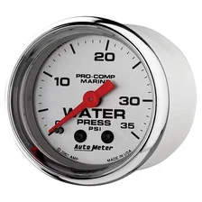 GAUGE; WATER PRESS; 2 1/16in.; 35PSI; MECHANICAL; MARINE CHROME image 2
