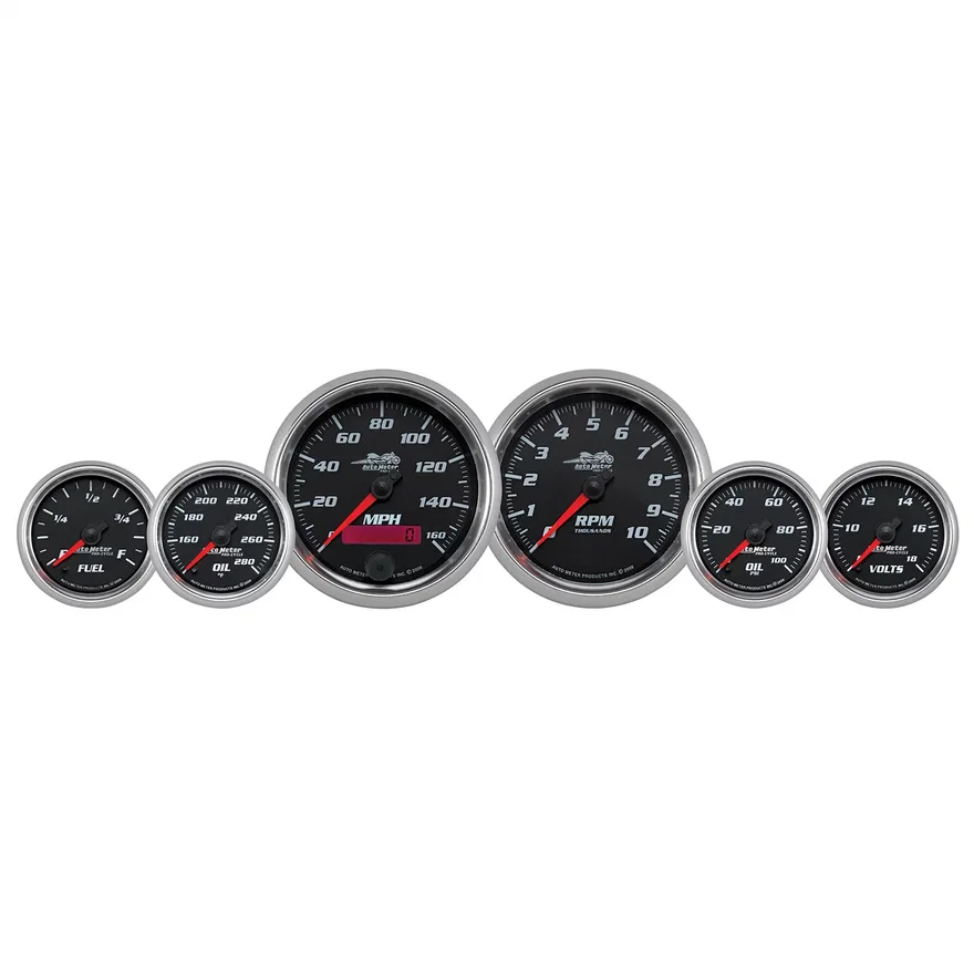 GAUGE KIT; 6 PC. KIT; 3 3/8in./2 1/16in.; BAGGER; BLACK; PRO-CYCLE