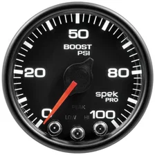 GAUGE; BOOST; 2 1/16in.; 100PSI; STEPPER MOTOR W/PEAK/WARN; BLK/BLK; SPEK-PRO image 2