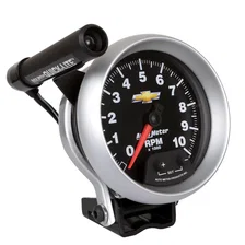 GAUGE; TACHOMETER; 3 3/4in.; 10K RPM; PEDESTAL W/EXT. QUICK-LITE; CHEVY GOLD BOW image 2