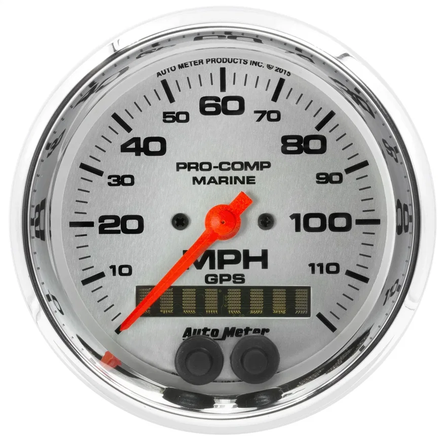 GAUGE; SPEEDOMETER; 3 3/8in.; 120MPH; GPS; MARINE CHROME