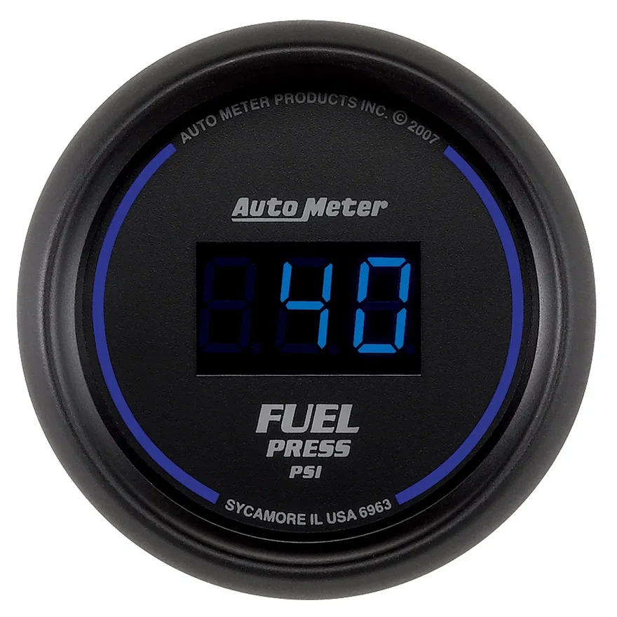 GAUGE; FUEL PRESSURE; 2 1/16in.; 100PSI; DIGITAL; BLACK DIAL W/BLUE LED