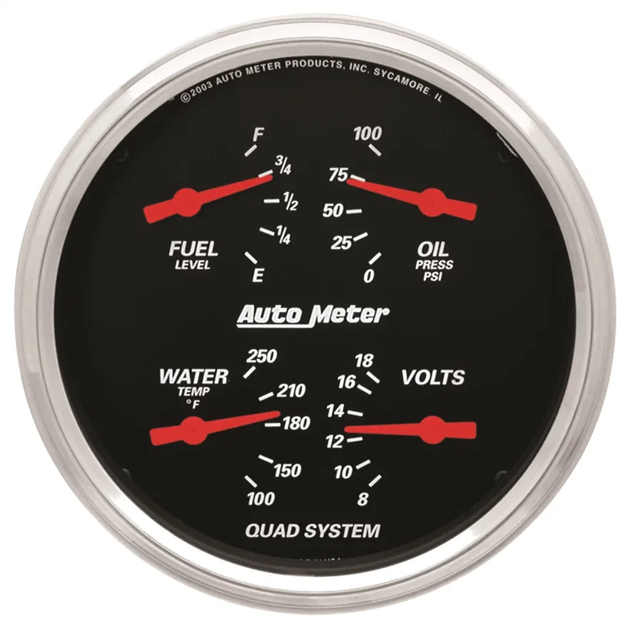 GAUGE; QUAD; 5in.; 0OE-90OF; ELEC; DESIGNER BLACK