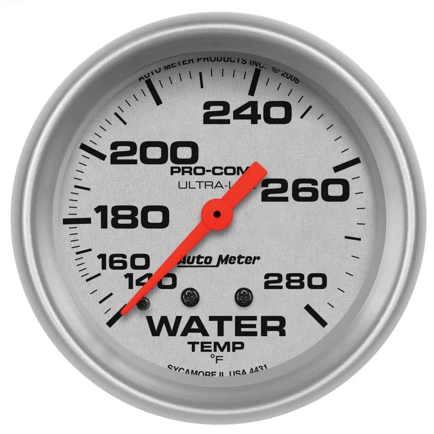 GAUGE; WATER TEMP; 2 5/8in.; 140-280deg.F; MECHANICAL; ULTRA-LITE
