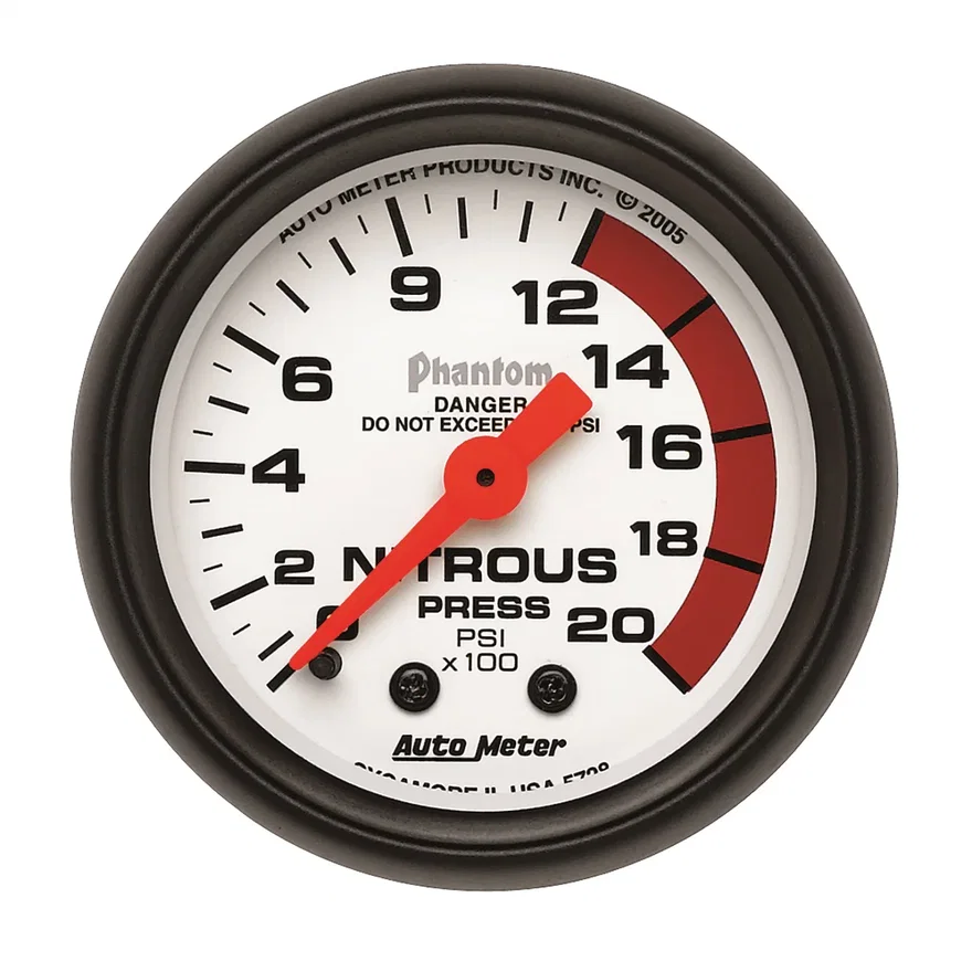 GAUGE; NITROUS PRESSURE; 2 1/16in.; 2000PSI; MECHANICAL; PHANTOM