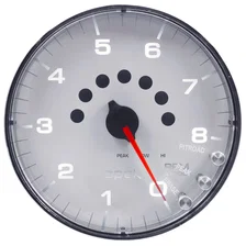 GAUGE; TACHOMETER; 5in.; 8K RPM; W/SHIFT LIGHT/PEAK MEM; WHITE/CHROME; SPEK-PRO image 2