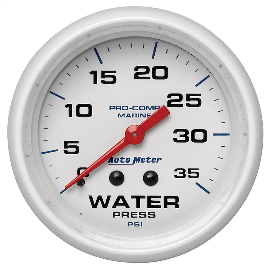 GAUGE; WATER PRESS; 2 5/8in.; 35PSI; MECHANICAL; MARINE WHITE