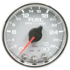 GAUGE; FUEL PRESS; 2 1/16in.; 30PSI; STEPPER MOTOR W/PEAK/WARN; WHT/CHRM; SPEK image 2