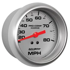 GAUGE; SPEEDOMETER; 3 3/8in.; 80MPH; MECHANICAL; MARINE SILVER image 3
