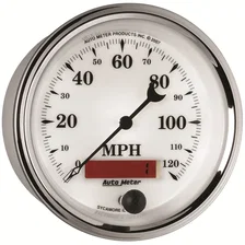 GAUGE; SPEEDOMETER; 3 3/8in.; 120MPH; ELEC. PROG. W/LCD ODO; OLD TYME WHT II image 5