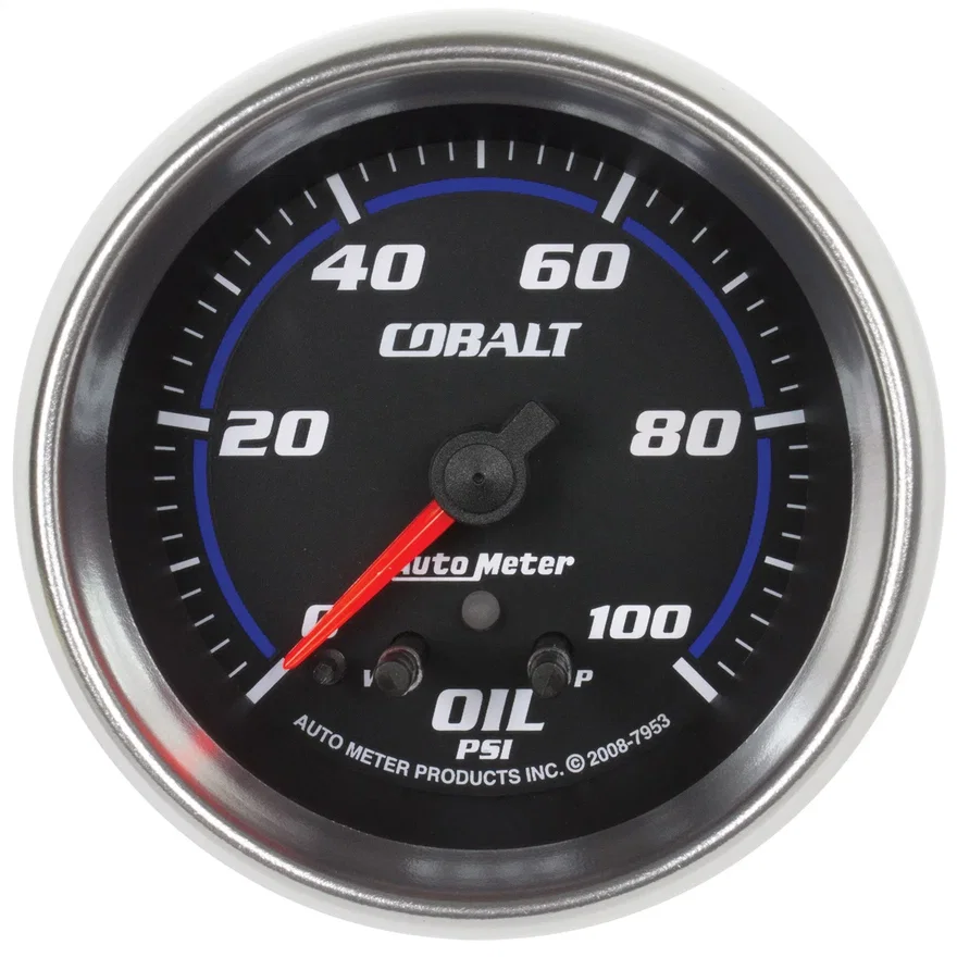 GAUGE; OIL PRESS; 2 5/8in.; 100PSI; STEPPER MOTOR W/PEAK/WARN; COBALT