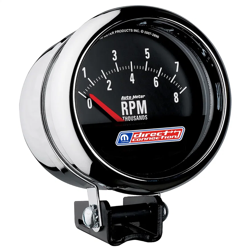 GAUGE; TACHOMETER; 3-3/4in.; 8;000 RPM; PEDESTAL; SHORT SWEEP; MOPAR DIRECT CONN