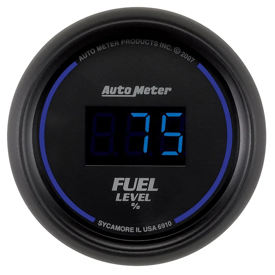 GAUGE; FUEL LEVEL; 2 1/16in.; 0-280O PROGRAMMABLE; DIGITAL; BLACK DIAL W/BLUE LE