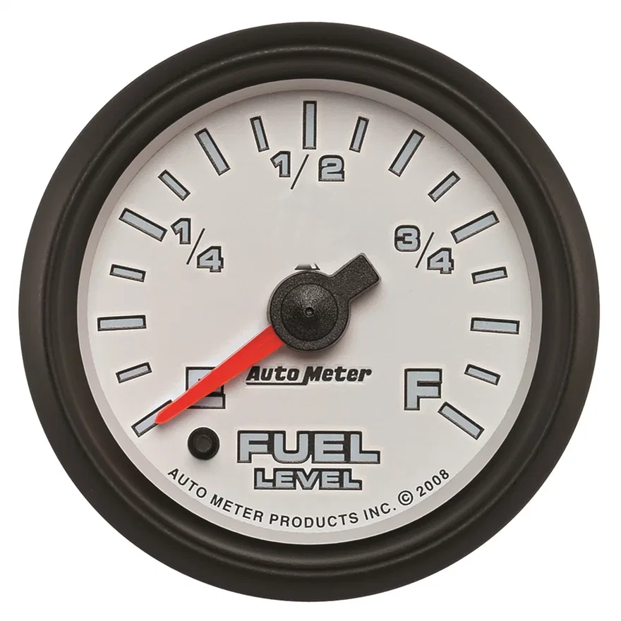 GAUGE; FUEL LEVEL; 2 1/16in.; 0-280O PROGRAMMABLE; WHITE; PRO-CYCLE