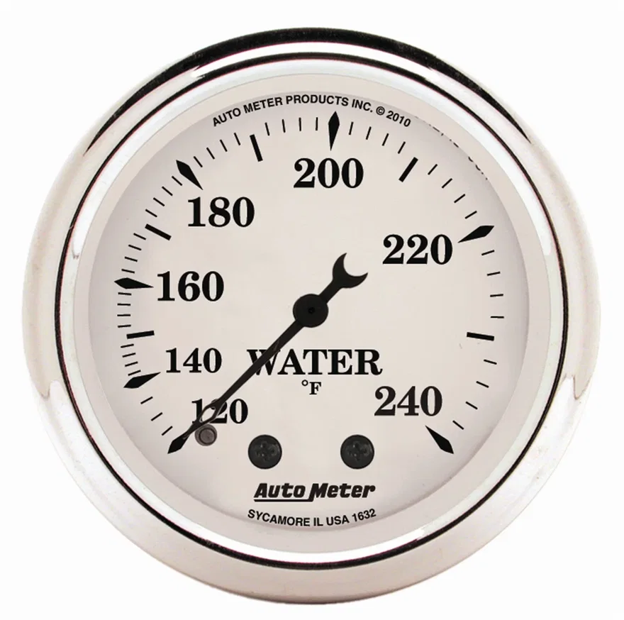 GAUGE; WATER TEMP; 2 1/16in.; 120-240deg.F; MECH; OLD TYME WHITE
