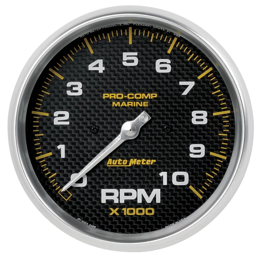 GAUGE; TACHOMETER; 5in.; 10K RPM; MARINE CARBON FIBER