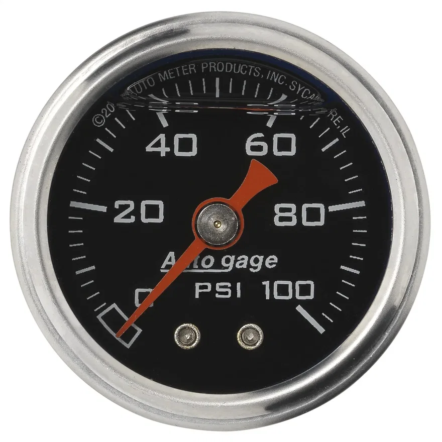 GAUGE; PRESS; 1.5in. DIRECT MNT; 100PSI; LIQUID FILLED MECH; BLK; 1/8in. NPTF MA