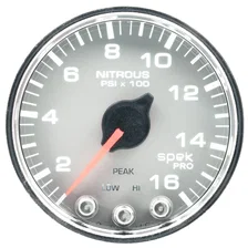 GAUGE; NITROUS PRESS; 2 1/16in.; 1600PSI; STEPPER MTR W/PK/WRN; SLVR/CHRM; SPEK image 2