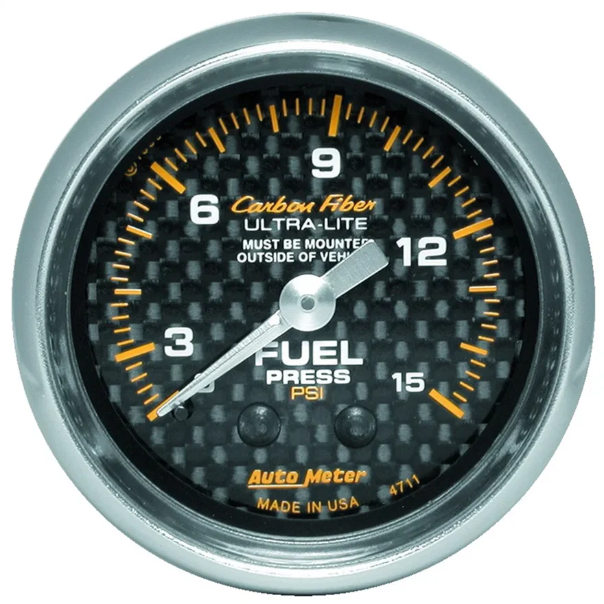 GAUGE; FUEL PRESSURE; 2 1/16in. 0-15PSI; MECHANICAL; CARBON FIBER