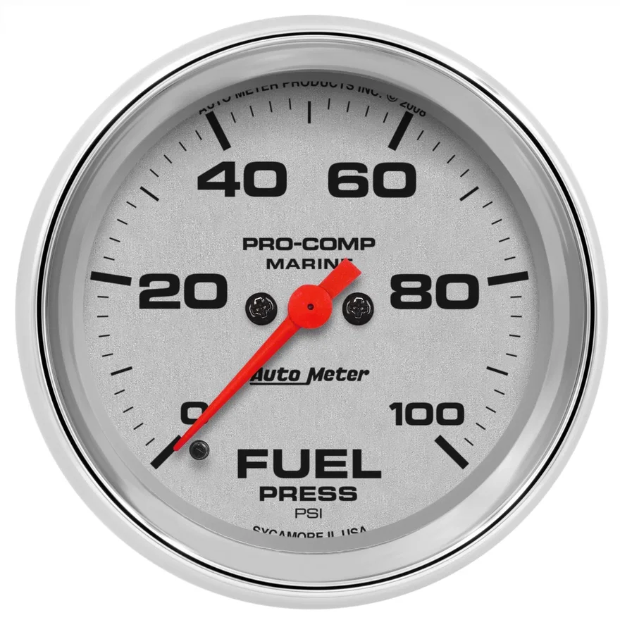 GAUGE; FUEL PRESSURE; 2 5/8in.; 100PSI; DIGITAL STEPPER MOTOR; MARINE CHROME