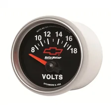 GAUGE; VOLTMETER; 2 1/16in.; 18V; ELECTRIC; CHEVY RED BOWTIE; BLACK image 2