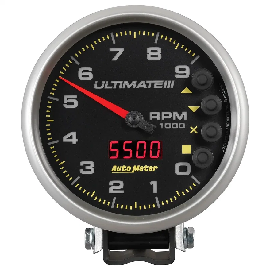 GAUGE; TACH; 5in.; 9K RPM; PEDESTAL; DATALOGGING; ULTIMATE III PLAYBACK; BLACK