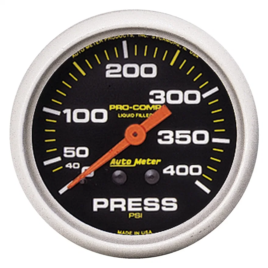 GAUGE; PRESSURE; 2 5/8in.; 400PSI; LIQUID FILLED MECH; PRO-COMP