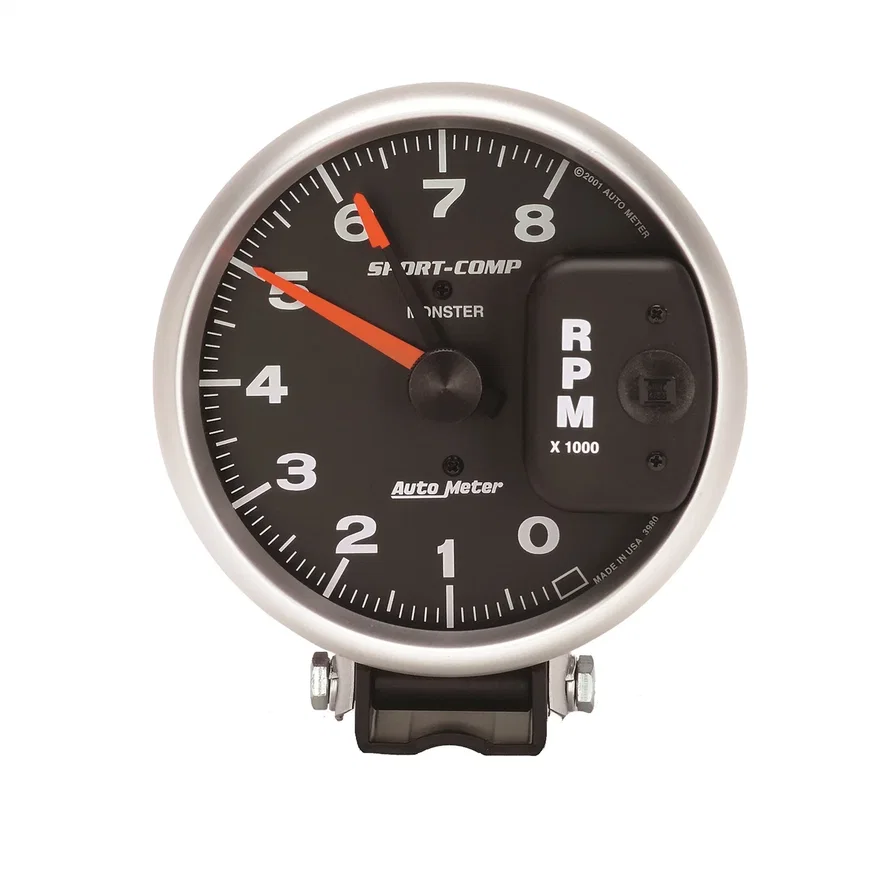 GAUGE; TACHOMETER; 5in.; 8K RPM; PEDESTAL W/RED LINE; SPORT-COMP