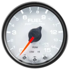 GAUGE; FUEL PRESS; 2 1/16in.; 15PSI; STEPPER MOTOR W/PEAK/WARN; WHT/BLK; SPEK image 2