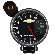 GAUGE; TACH; 5in.; 10K RPM; PEDESTAL W/EXT. SHIFT-LITE; CHEVY GOLD BOWTIE image 4
