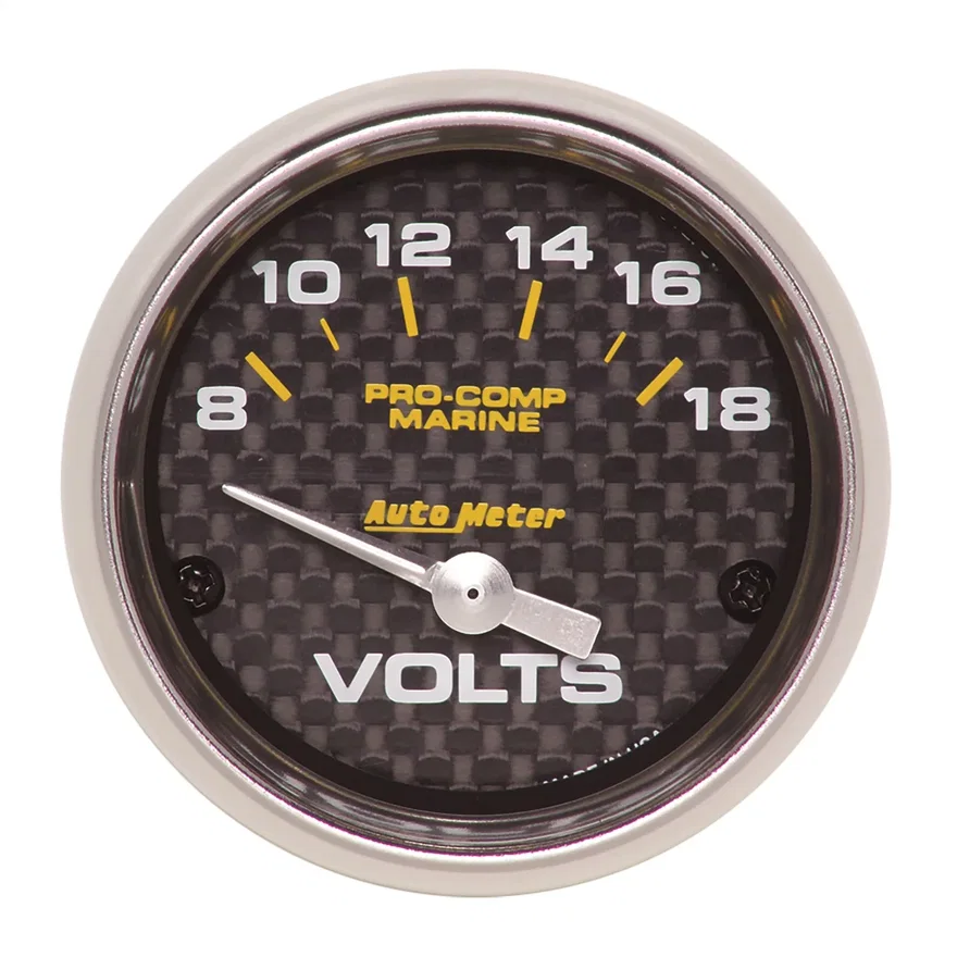 GAUGE; VOLTMETER; 2 1/16in.; 18V; ELECTRIC; MARINE CARBON FIBER