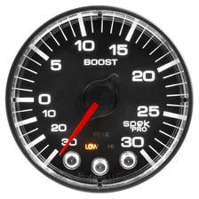 GAUGE; VAC/BOOST; 2 1/16in.; 30INHG-30PSI; STEPPER MOTOR W/PK/WRN; BLK/BLK; SPEK image 2