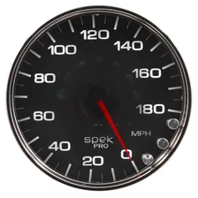 GAUGE; SPEEDOMETER; 5in.; 180 MPH; ELEC. PROGRAMMABLE; BLACK/CHROME; SPEK-PRO image 2