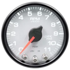 GAUGE; TACH; 2 1/16in.; 11K RPM; W/SHIFT LIGHT/PEAK MEM; WHT/BLK; SPEK-PRO image 2