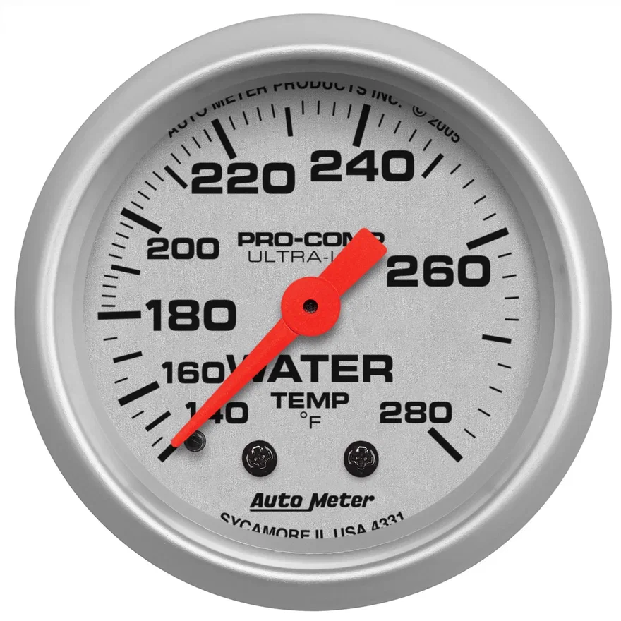 GAUGE; WATER TEMP; 2 1/16in.; 140-280deg.F; MECHANICAL; ULTRA-LITE