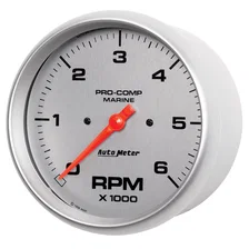 GAUGE; TACHOMETER; 5in.; 6K RPM; MARINE SILVER image 2