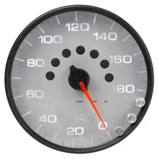 GAUGE; SPEEDOMETER; 5in.; 180 MPH; ELEC. PROGRAMMABLE; SILVER/BLACK; SPEK-PRO image 2