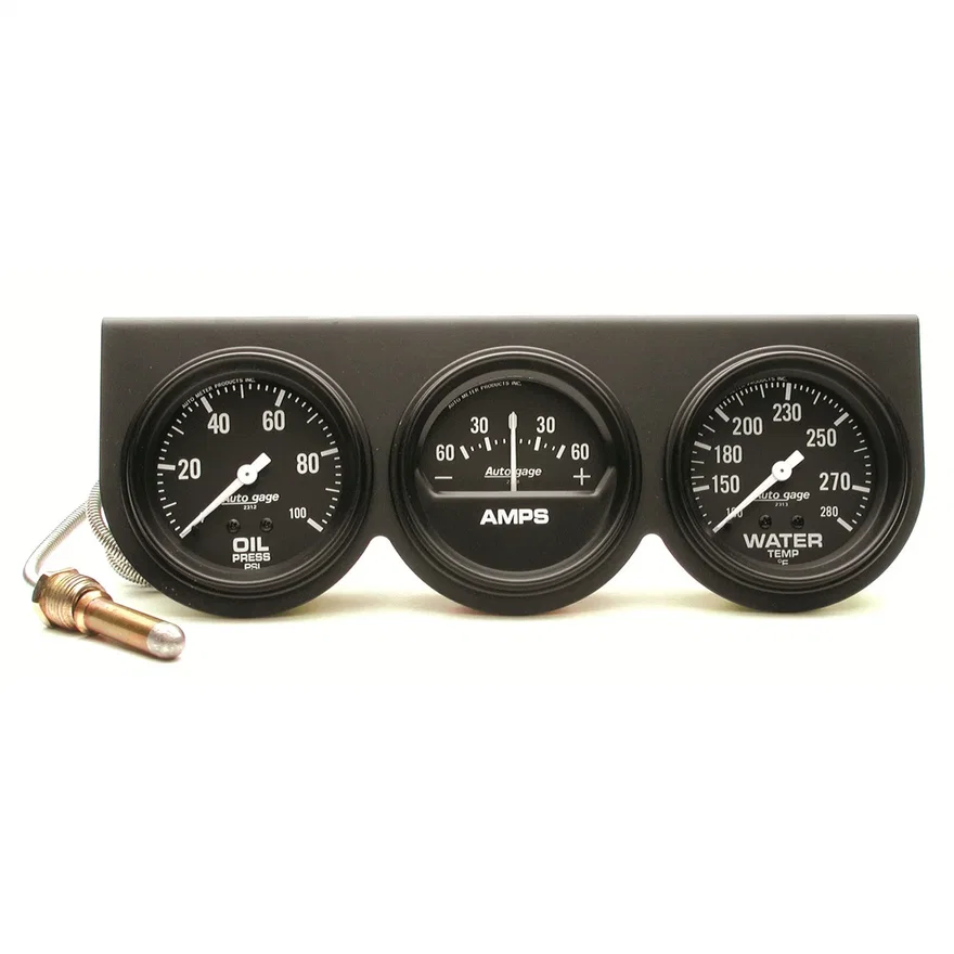 GAUGE CONSOLE; OILP/WTMP/AMP; 2 5/8in.; 100PSI/280deg.F/60A; BLK DIAL; BLK BZL;