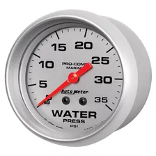 GAUGE; WATER PRESS; 2 5/8in.; 35PSI; MECHANICAL; MARINE SILVER image 2