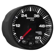 GAUGE; BOOST; 2 1/16in.; 60PSI; STEPPER MOTOR W/PEAK/WARN; BLK/BLACK; SPEK-PRO image 7
