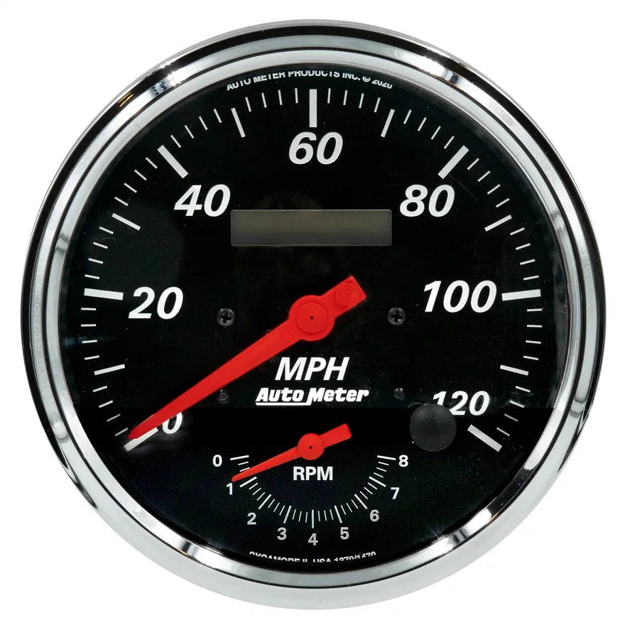 GAUGE; TACH/SPEEDO; 5in.; 120MPH/8K RPM; ELEC. PROGRAM.; DESIGNER BLACK