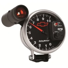 GAUGE; TACHOMETER; 5in.; 10K RPM; PEDESTAL W/EXT. SHIFT-LITE; CHEVY RED BOWTIE; image 5