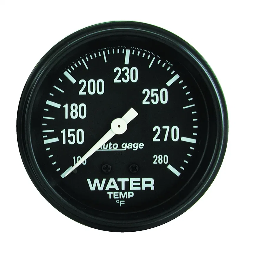GAUGE; WATER TEMPERATURE; 2 5/8in. 100-280deg.F; MECHANICAL; BLACK; AUTOGAGE