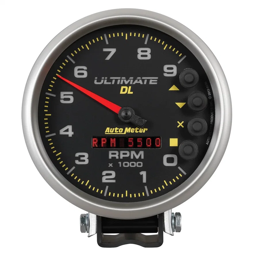 GAUGE; TACH; 5in.; 9K RPM; PEDESTAL; DATALOGGING; ULTIMATE DL PLAYBACK; BLACK