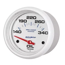 GAUGE; OIL TEMP; 2 5/8in.; 140-300deg.F; ELECTRIC; MARINE WHITE image 2