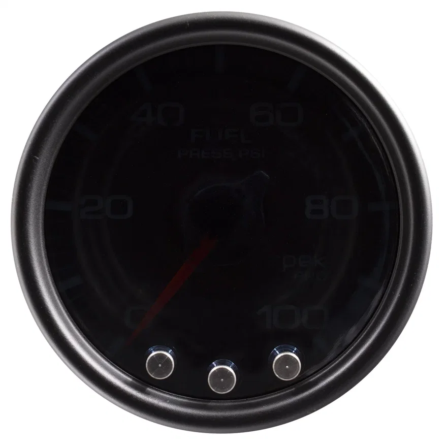 GAUGE; FUEL PRESS; 2 1/16in.; 100PSI; STEPPER MTR W/PK/WRN; BLK/SMOKE/BLK; SPEK