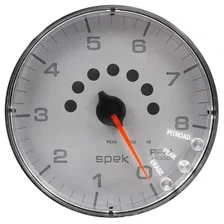 GAUGE; TACHOMETER; 5in.; 8K RPM; W/SHIFT LIGHT/PEAK MEM; SILVER/CHROME; SPEK-PRO image 1