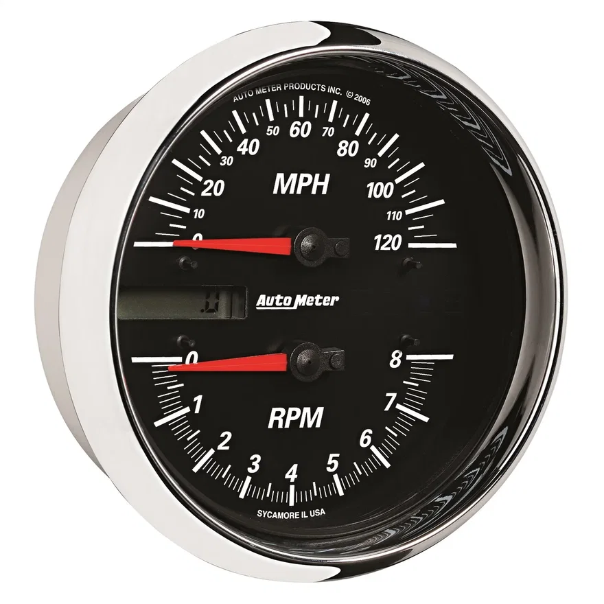 GAUGE; TACH/SPEEDO; 4 1/2in.; 8K RPM/120 MPH; BLACK; PRO-CYCLE