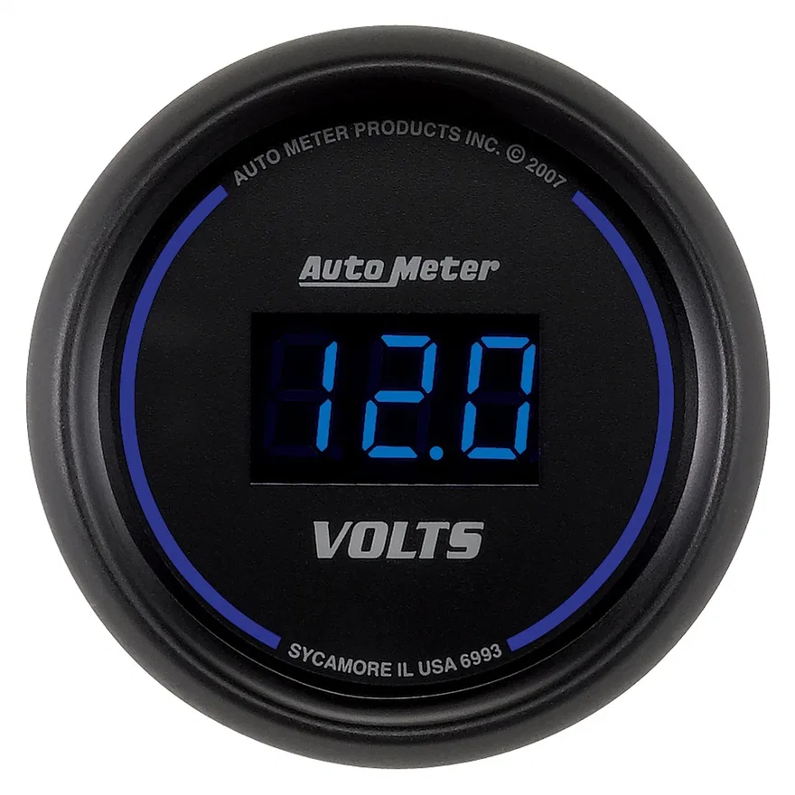 GAUGE; VOLTMETER; 2 1/16in.; 18V; DIGITAL; BLACK DIAL W/BLUE LED